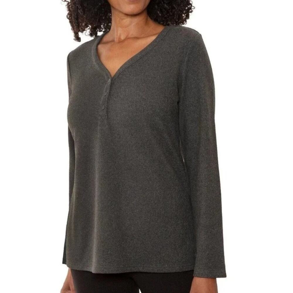 Mario Serrani Women's V-Neck Light Pullover Gray Sweater Long Sleeve Size L NWT